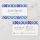 Sapphire Blue Chic & Elegant Ikat Pattern Visitekaartje (Voorkant / Achterkant)