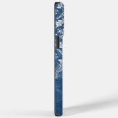 Sapphire Blue  Damask Pattern en Name Case-Mate iPhone Case (Achterkant / Rechts)
