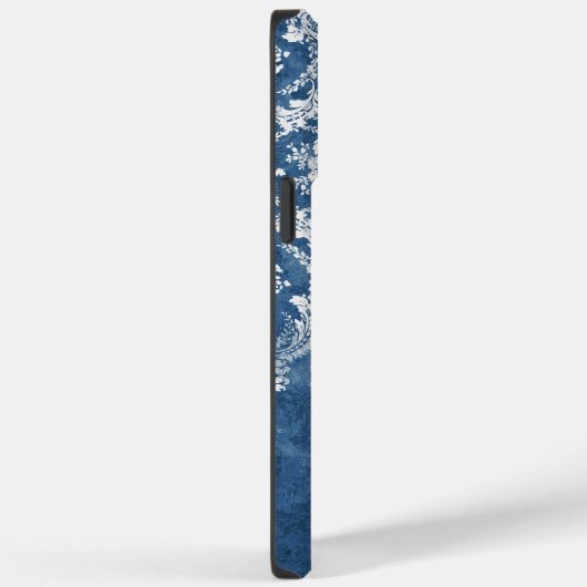 Sapphire Blue  Damask Pattern en Name Case-Mate iPhone Case (Achterkant / Rechts)