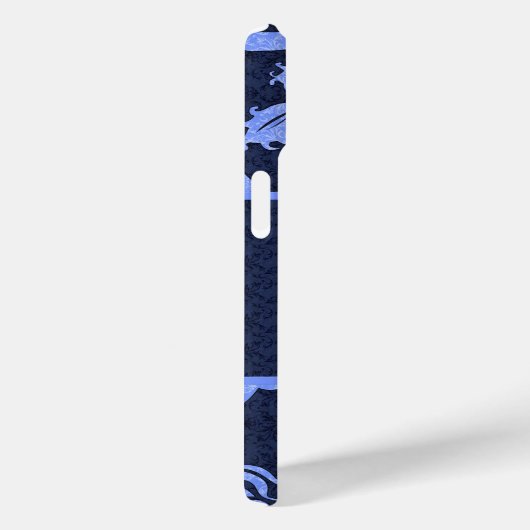 Sapphire Blue Damask Wervelt met Monogram Case-Mate iPhone Case (Achterkant / Rechts)