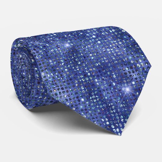 Sapphire Blue en Silver Sparkles Stropdas (Opgerold)
