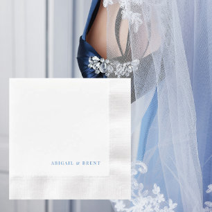 Sapphire Blue gepersonaliseerde munt bruiloft Servet