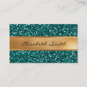 Sapphire Blue Glitter, Faux Gold Foil Visitekaartje