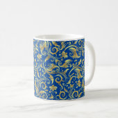 Sapphire Blue Golden Scrollwork Koffiemok (Voorkant rechts)