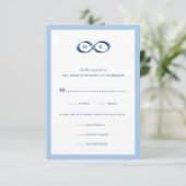 Sapphire Blue Infinity Hand Clasp Wedding RSVP Kaartje (Staand voorkant)