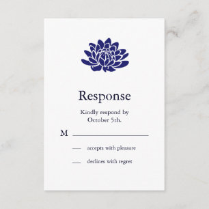 Sapphire Blue Lotus Flower RSVP Kaartje
