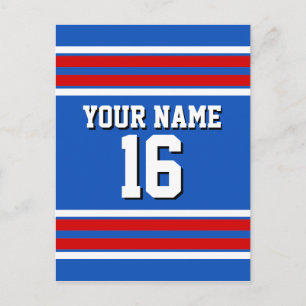 Sapphire Blue met Red White Stripes Team Jersey Briefkaart