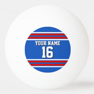 Sapphire Blue met Red White Stripes Team Jersey Pingpongballen