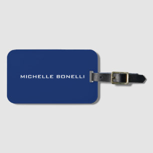 Sapphire Blue Minimalist Plain Leegbaar Modern Bagagelabel