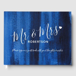 Sapphire blue modern art aangepast bezoekersregist gastenboek