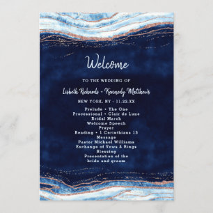 Sapphire Blue Roos Gold Geode huwelijksceremonie Programma