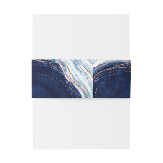 Sapphire Blue Roos Gold Geode WeddenMonogram Uitnodigingen Wikkel (Achterkant Voorbeeld)