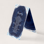 Sapphire Blue Roos Gold huwelijksceremonie program Kaart (Achterkant)