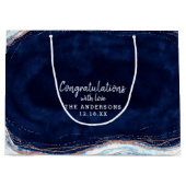 Sapphire Blue Roos Goud Gefeliciteerd Bruiloft Groot Cadeauzakje (Voorkant)