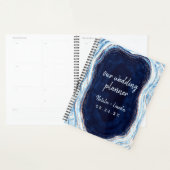 Sapphire Blue Rose Gold Geode Agate Mariage Plans (Devant avec enveloppe)