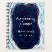 Sapphire Blue Rose Gold Geode Agate Mariage Plans (Devant)