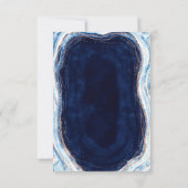 Sapphire Blue Rose Gold Geode Wedding RSVP Réponse (Dos)