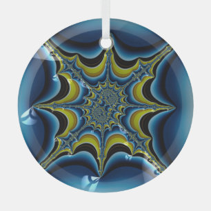 Sapphire Blue Starburst Fractal Abstracte Art Glas Ornament