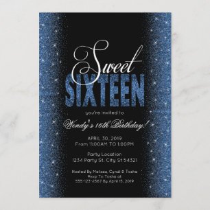 Sapphire Blue Sweet 16 Invitations