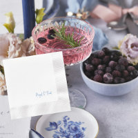 Sapphire Blue Text Coined Wedding Cocktail