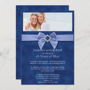 Sapphire Bow 45e anniversaire Mariage Invitation