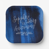 Sapphire bruiloft: blauwe moderne kunst papieren bordje (Voorkant)