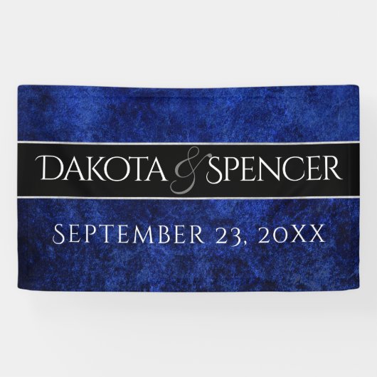 Sapphire Bruiloft Royal Cobalt Blue Party Modern Spandoek (Horizontaal)