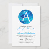 Sapphire Cloud Fenêtre Monogramme Faire-part de ma (Devant)