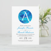 Sapphire Cloud Fenêtre Monogramme Faire-part de ma (Debout devant)