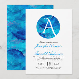 Sapphire Cloud Fenêtre Monogramme Faire-part de ma