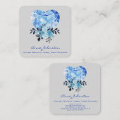 Sapphire Coeur et Fleurs Carré Carte de visite (Devant / Derrière)