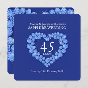 Sapphire coeur mariage 45 ans invitation de fête