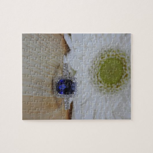 Sapphire Diamond Verloving Ring Jigzaag Puzzle Legpuzzel (Horizontaal)