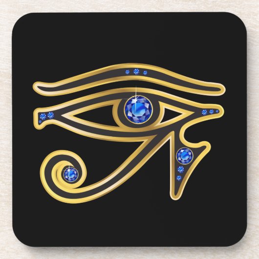 Sapphire Eye of Ra in Gold Cork Onderzetter (Voorkant)