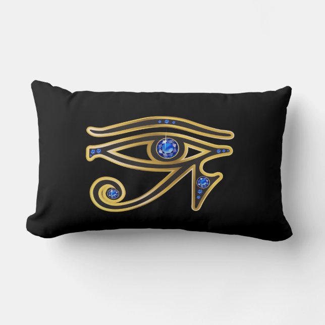 Sapphire Eye of Ra in Gold Neck Pillow Kussen (Voorkant)