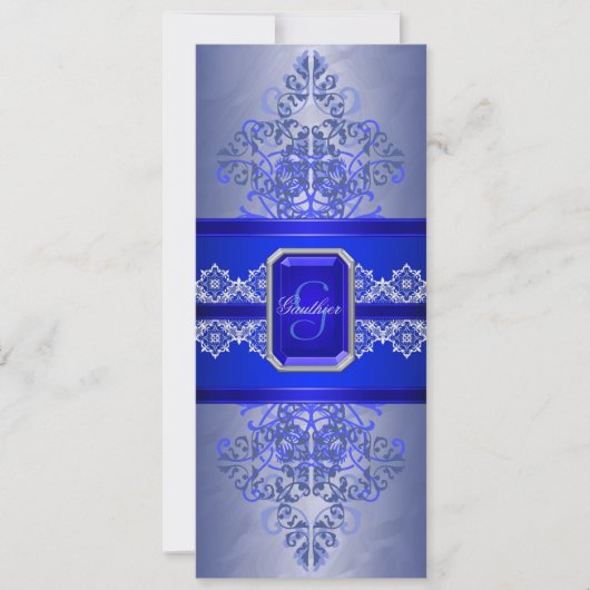 Sapphire Frost Monogramme Faire-part de mariage de (Devant)