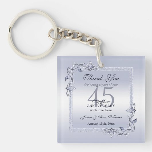 Sapphire Gem & Glitter 45th Wedding Jubileum K Sleutelhanger (voorkant)