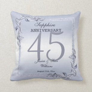 Sapphire Gem & Glitter 45th Wedding Jubileum Kussen