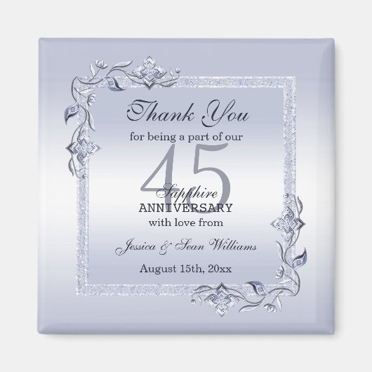 Sapphire Gem & Glitter 45th Wedding Jubileum Magneet (Voorkant)