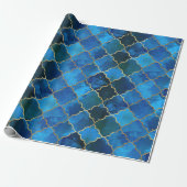 Sapphire Gemstone & Gold Moroccan Tegel Pattern Cadeaupapier (Uitgerold)