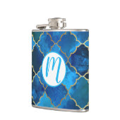 Sapphire Gemstone & Gold Moroccan Tegel Pattern Heupfles (Links)