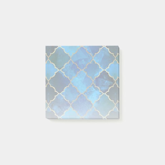 Sapphire Gemstone & Gold Moroccan Tegel Pattern Post-it® Notes (Voorkant)