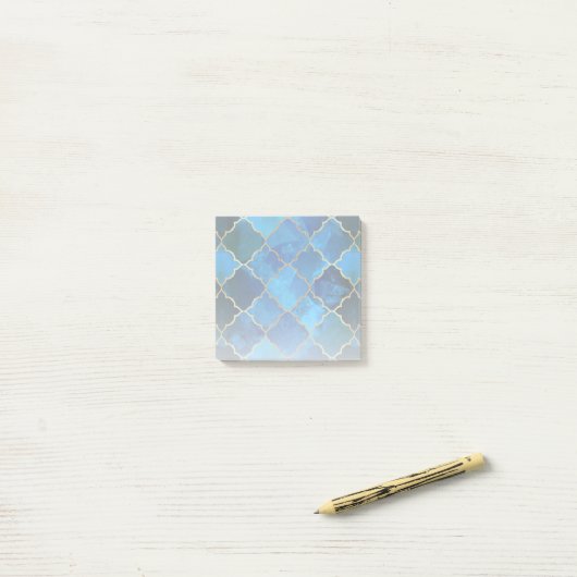 Sapphire Gemstone & Gold Moroccan Tegel Pattern Post-it® Notes (Op bureau)