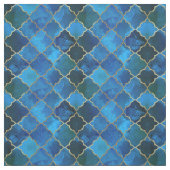 Sapphire Gemstone & Gold Moroccan Tegel Pattern Stof (Swatch)