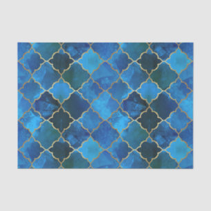Sapphire Gemstone & Gold Moroccan Tegel Pattern Tissuepapier