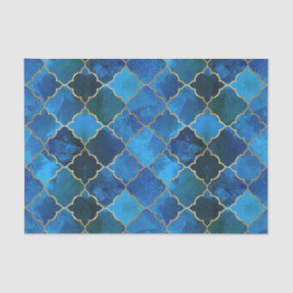 Sapphire Gemstone & Gold Moroccan Tegel Pattern Tissuepapier