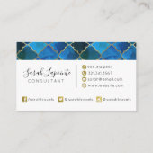 Sapphire Gemstone & Gold Moroccan Tegel Pattern Visitekaartje (Achterkant)