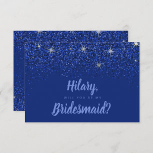 Sapphire Glitz Glitter Bridesmaid Kaart