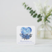 Sapphire Heart Flowers Square Visitekaartje (Staand voorkant)