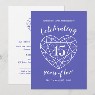 Sapphire Jubileum 45 jaar liefde uitnodigingen